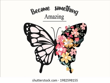 flower butterfly with positive lettering