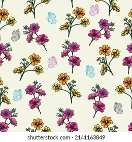 Blume und Schmetterling - nahtlose Vektordesign