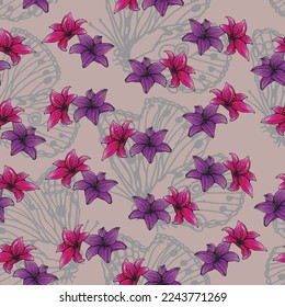 flower and butterfly seamless pattern vector design