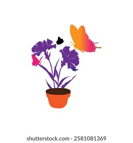 Flower and butterfly of vector