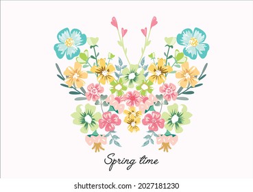 flower butterfly vector art design hand drawn