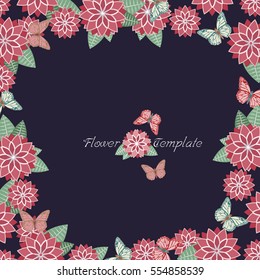 Flower with butterfly vector background brochure template. 