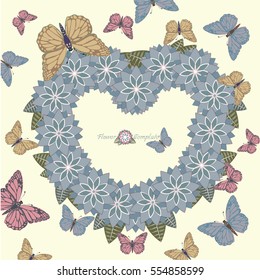 Flower with butterfly vector background brochure template. 