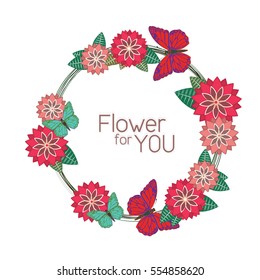 Flower with butterfly vector background brochure template. 