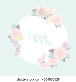 Flower with butterfly vector background brochure template. 