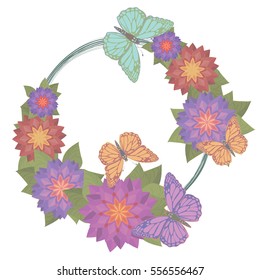 Flower with butterfly vector background brochure template.