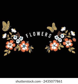 FLOWER WITH BUTTERFLY VECTOR DESIGN