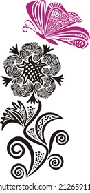 Flower and butterfly vector illustration