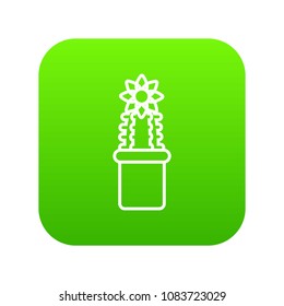 Flower cactus icon green vector isolated on white background