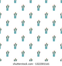 Flower cactus pot pattern seamless vector repeat for any web design
