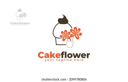 Flower cake logo design. vector