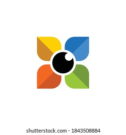 flower camera lens vector illustration