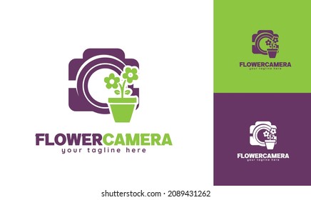 Flower camera logo design. vector