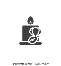 Flower candle vector icon. filled flat sign for mobile concept and web design. Burning aroma candle with flower glyph icon. Symbol, logo illustration. Vector graphics
