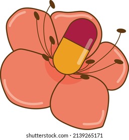 Flower capsul medicine a simple vector for art,education, etc