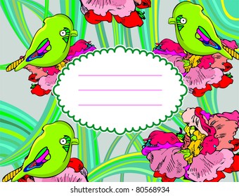 Flower card with birds