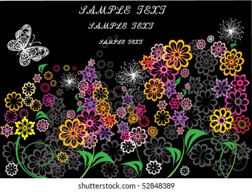 Flower card on a black background