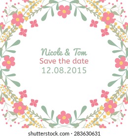 Flower cards wedding invitations. Templates Save the date. Editable Vector illustration.