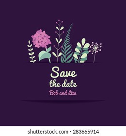 Flower cards wedding invitations. Templates Save the date. Editable Vector illustration.
