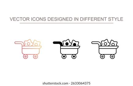 Flower cart icon design with white background stock illustration