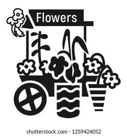 Flower cart icon. Simple illustration of flower cart vector icon for web design isolated on white background