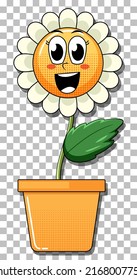 Flower cartoon character in pot illustration
