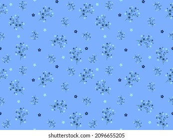 flower cartoon character seamless pattern on blue background