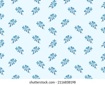 Flower cartoon character seamless pattern on blue background.Pixel style