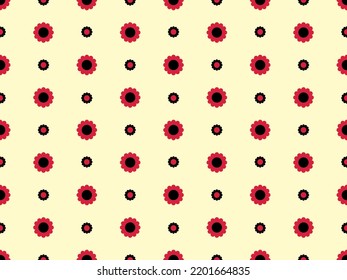 Flower cartoon character seamless pattern on yellow background