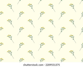Personaje de caricatura de flores patrón transparente sobre fondo amarillo