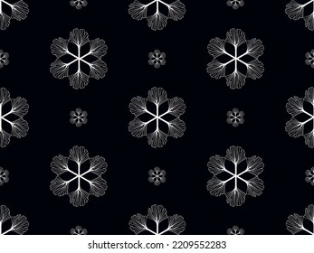 Flower cartoon character seamless pattern on black background