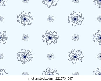 Flower cartoon character seamless pattern on blue background