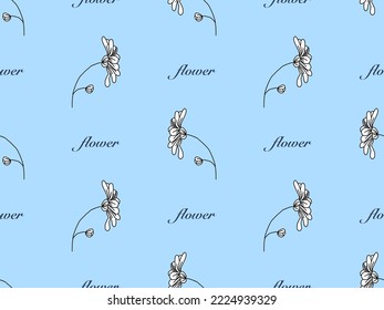 Personaje de caricatura de flores patrón sin fisuras sobre fondo azul