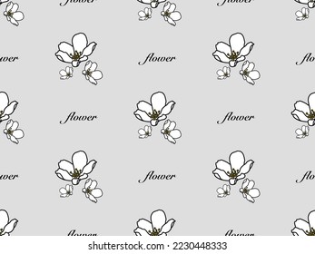 Flower cartoon character seamless pattern on gray background