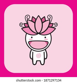 Flower Cartoon Character Vector, Lotus Flower Cartoon