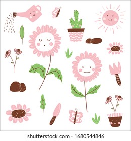 Flower cartoon cute character for children.