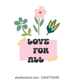Flower, cartoon, drawings, heart. Groovy, retro, style, slogan, text. lettering, typography, Vector illustration, design, fashion, tshirt graphics, girls, women, sweatshirt, kids, clothing, textile

