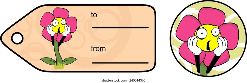 flower cartoon giftcard sticker in vector format very easy to edit