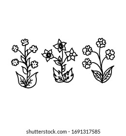 Flower Cartoon Hand drawn Vector,group of flower