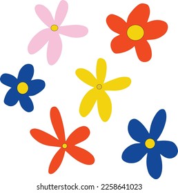Flower cartoon set icon, SVG Vector illustration svg