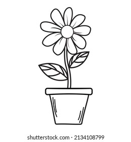 Ilustración vectorial de la caricatura de flores para el libro de colorear 