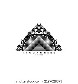 Flower Carving Vector Ornament Logo Design