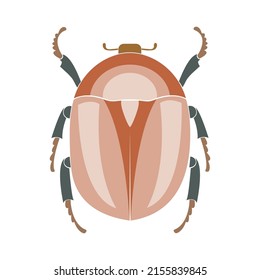 Blumenkäfer-Insekt Dekoratives Design in natürlichen Erdfarben. Geometrische InsektenVektorgrafik auf ebene