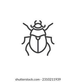 Flower chafer beetle line icon. linear style sign for mobile concept and web design. Dung beetle insect outline vector icon. Symbol, logo illustration. Vector graphics