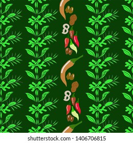 
flower chain and vegetable leaf motifs