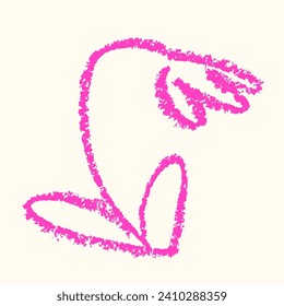 Flower chalk style wax crayons Hand drawn Children drawing