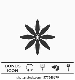 Flower chamomile icon flat. Black pictogram on white background. Vector illustration symbol and bonus button