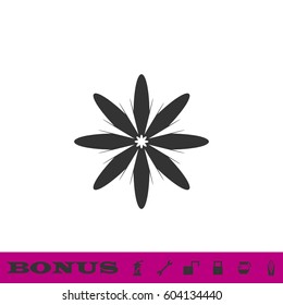 Flower chamomile icon flat. Black pictogram on white background. Vector illustration symbol and bonus button