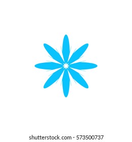 Flower chamomile icon flat. Blue pictogram on white background. Vector illustration symbol