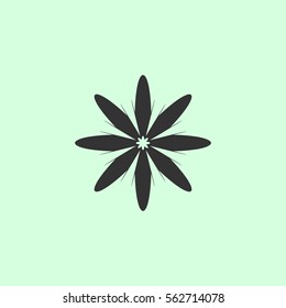 Flower chamomile icon flat. Grey vector symbol on green background